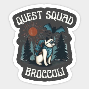 Quest Fantasy Squad Broccoli Funny Cat Adventure Sticker